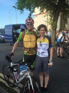 Nickelodeon’s Mark Kingston and Alison Vellacott about to set off from Folkestone.