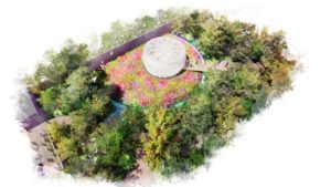 Aerial view Rewilding Garden AIPH. Image - Grant Associates